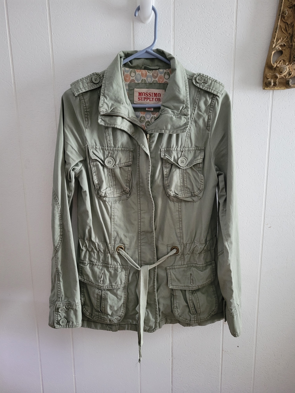 Mossimo Supply Co. Light Olive Utility Jacket with Drawstring Waist